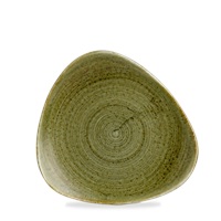 Click for a bigger picture.Stonecast Plume Olive Triangle Plate 9"