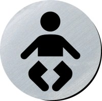 Click for a bigger picture.Baby changing symbol. 75mm disc silver finish