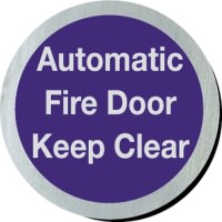 Click for a bigger picture.Automatic fire door keep clear. 75mm disc silver finish