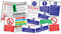 Click for a bigger picture.Food preparation area safety sign pack. (14 notices)