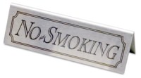 Click for a bigger picture.Stainless steel no smoking notice.