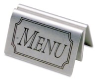 Click for a bigger picture.Stainless steel menu holder.