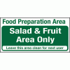 Click here for more details of the Food prep area. Salad and fruits area only.
