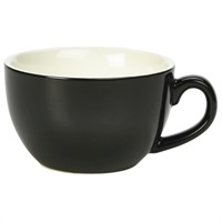 Click for a bigger picture.Genware Porcelain Black Bowl Shaped Cup 17.5cl/ 6oz