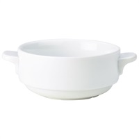 Click for a bigger picture.Genware Porcelain Lugged Soup Bowl 25cl/ 8.75oz