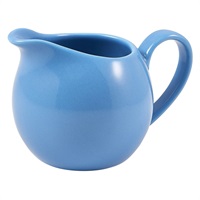 Click for a bigger picture.Genware Porcelain Blue Jug 14cl/5oz