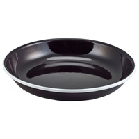 Click for a bigger picture.Enamel Rice/ Pasta Plate Black with White Rim 20cm