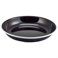 Click for a bigger picture.Enamel Rice/Pasta Plate Black with White Rim 20cm