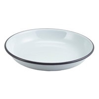 Click for a bigger picture.Enamel Rice/ Pasta Plate White with Grey Rim 20cm