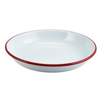 Click for a bigger picture.Enamel Rice/ Pasta Plate White with Red Rim 20cm