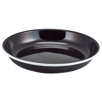 Click for a bigger picture.Enamel Rice/ Pasta Plate Black with White Rim 24cm