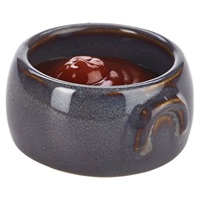 Click for a bigger picture.Rustic Stoneware Blue Butter Pot 9cl/ 3oz