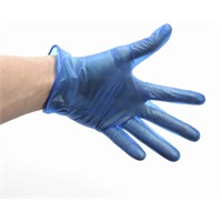 Click for a bigger picture.Blue Lightly Powdered Vinyl Gloves Med (100)