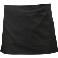 Click for a bigger picture.Black Short Apron W/ Split Pocket  70cm x 37cm