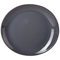 Click for a bigger picture.Rustic Stoneware Blue Oval Plate 29.5 x 26cm