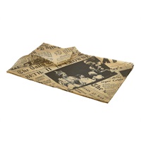 Click for a bigger picture.Greaseproof Paper Brown Newspaper Print 25 x 35cm