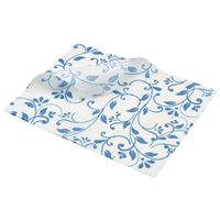 Click for a bigger picture.Greaseproof Paper Blue Floral Print 25 x 20cm