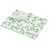 Click for a bigger picture.Greaseproof Paper Green Floral Print 25 x 20cm