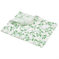 Click for a bigger picture.Greaseproof Paper Green Floral Print 25 x 20cm