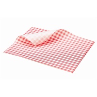 Click for a bigger picture.Greaseproof Paper Red Gingham Print 25 x 20cm