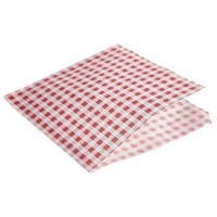 Click for a bigger picture.Greaseproof Paper Bags Red Gingham Print 17.5 x 17.5cm