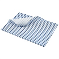 Click for a bigger picture.Greaseproof Paper Blue Gingham Print 35 x 25cm