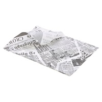 Click for a bigger picture.Greaseproof Paper White Newspaper Print 25 x 35cm