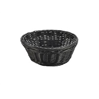 Click for a bigger picture.Black Round Polywicker Basket 21Dia x 8cm