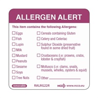 Click for a bigger picture.50X50mm Removable Allergen Label (500)