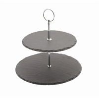 Click for a bigger picture.Genware Slate 2-Tier Cake Stand 20/25cm