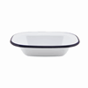 Enamel Rect. Pie Dish White & Blue 16cm