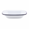 Enamel Rect. Pie Dish White & Blue 20cm