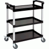 Genware Large 3 Tier PP Trolley Black Shelves